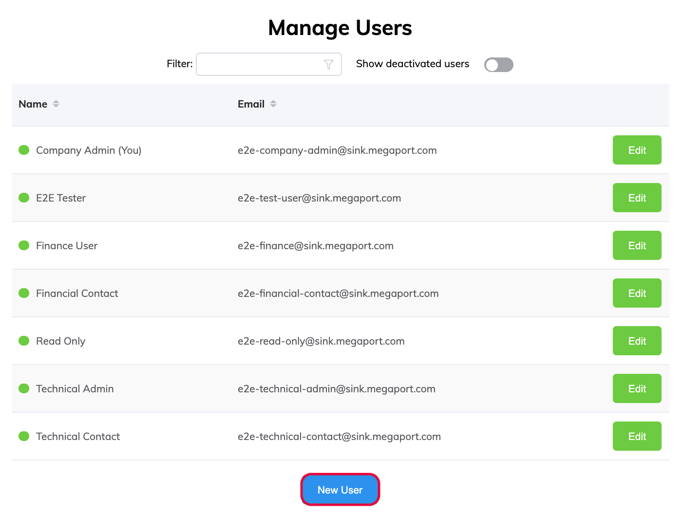 Adding a new user in the Manage Users page
