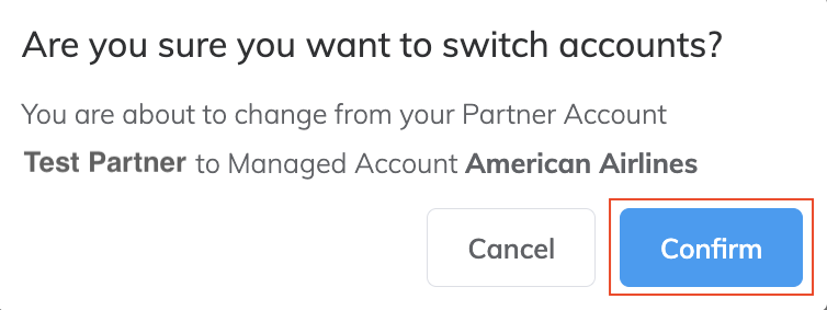 Confirm Switch From Partner account