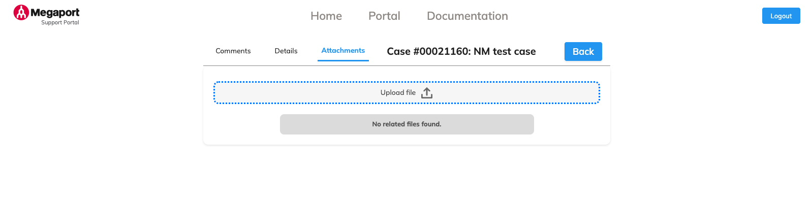 Support Portal attachments page